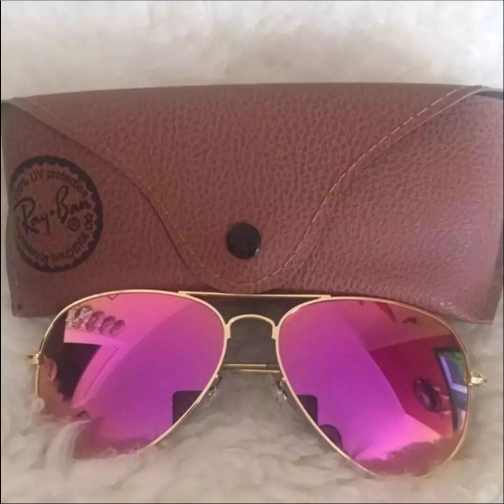 Pink ray ban aviator sunglasses